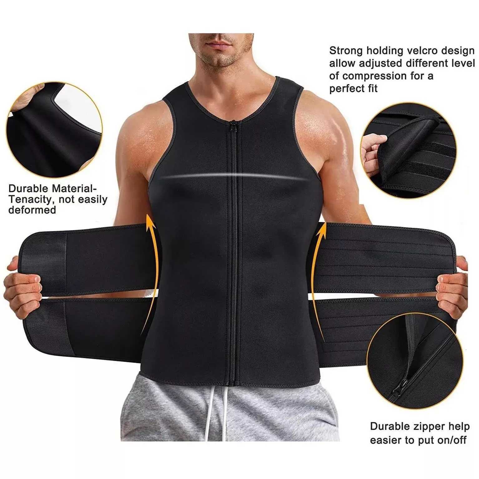 1pcs Mens corset Waist Men Slimming Body Shaper Vest Zipper Strap Correction Abdomen Tank Top Fitness Shapewear W250910