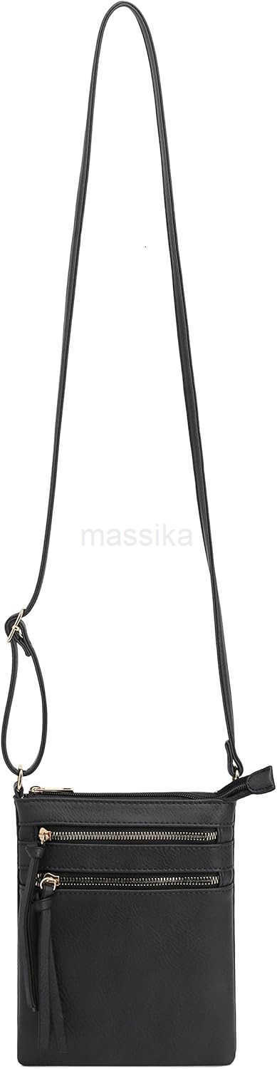 Crossbody Purse Bag Shoulder Bag Multi Pocket Zipper Purse Black M250910