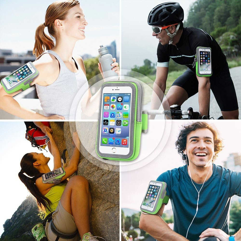 2 Pack Multifunctional Outdoor Sports Armband Sweatproof Running Armbag Casual Arm Package Bag Gym Fitness Cell Phone Bag Key Holder for iPhone 14 13 