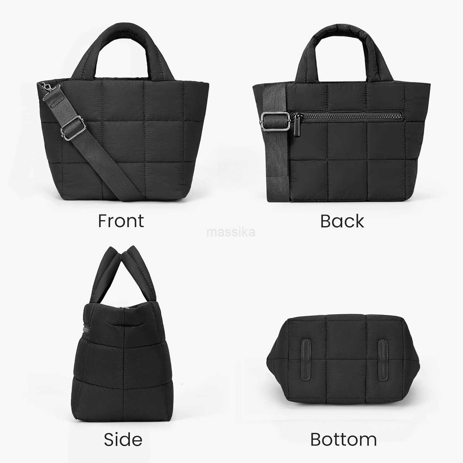 Mini Puffer Tote Bag Quilted Nylon Tote Purse Lightweight Puffy Shoulder Bag Soft Hobo Handbag for Work Travel M250910