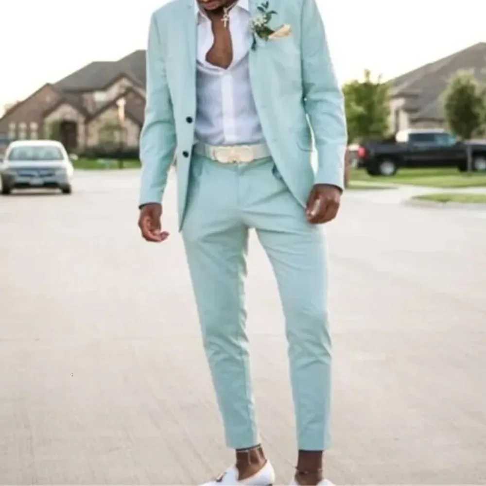 Beach Wedding Men Suits Elegant Groom Blazer Single Breasted Notch Lapel Formal Occasion Full Sets Slim Fit Costume Homme Terno W250910