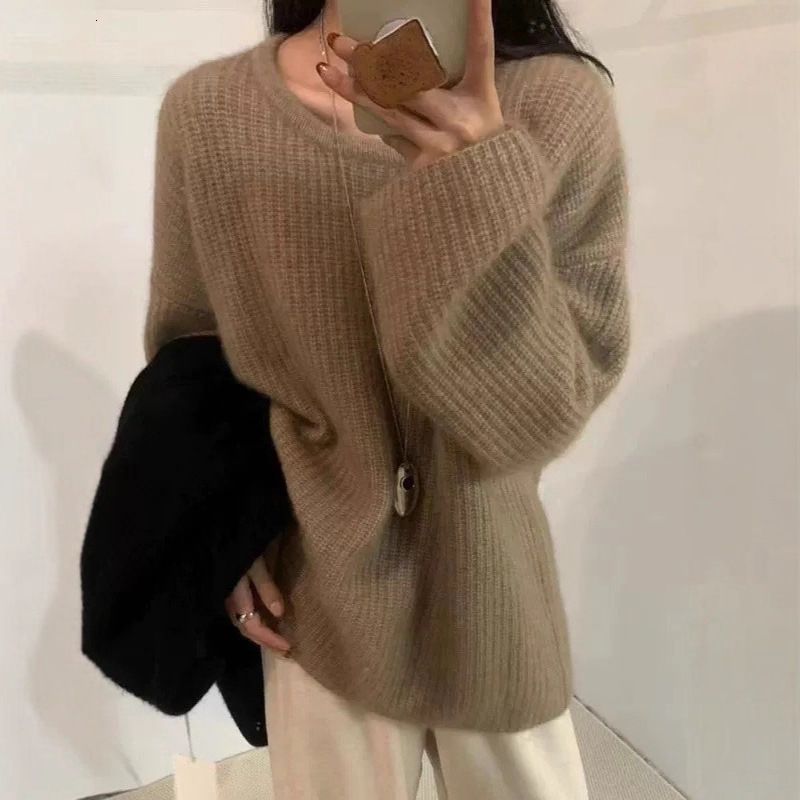 2025 Autumn/Winter design New Solid Color Soft Style Soft Jacket Loose Fashion Knitted Sweater Lazy Style Designer Women's Coat