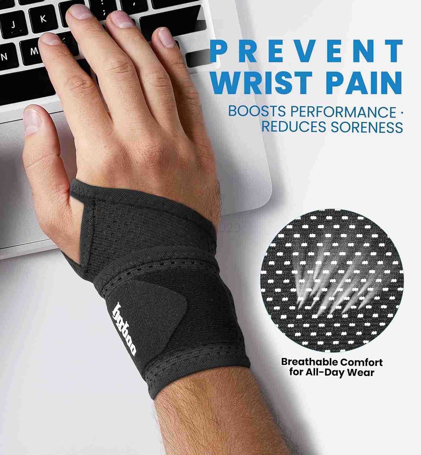 2Pack UltraThin Wrist Braces Breathable Comfort Mesh Fabric Support for Pain Relief Ideal for Carpal Tunnel Tendonitis Sports Fitness and Daily Use Ad