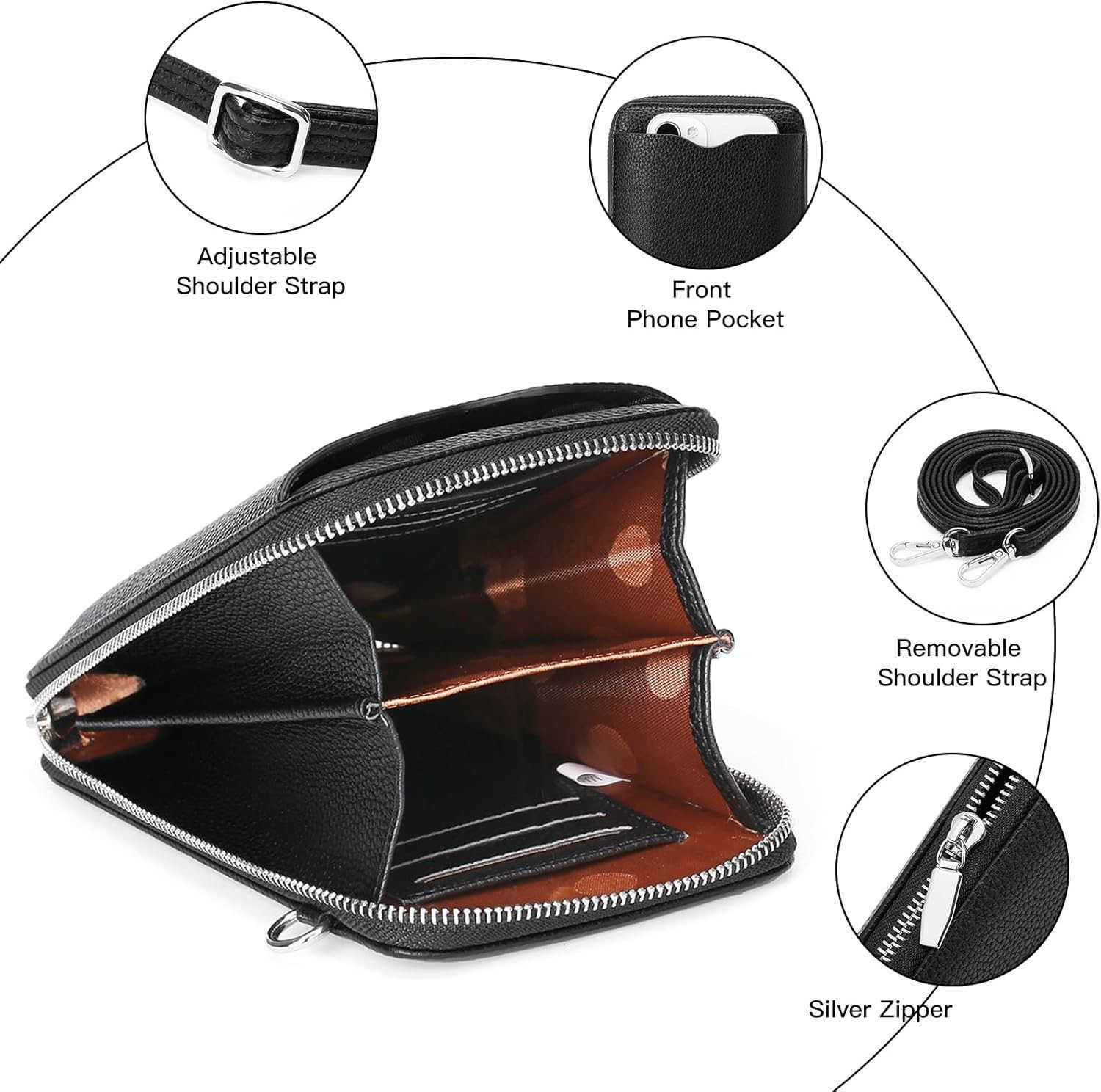 Small Crossbody Bags for Women Leather cell Phone Bag Wallet Purse with CARD Slots Adjustable Strap Z250910