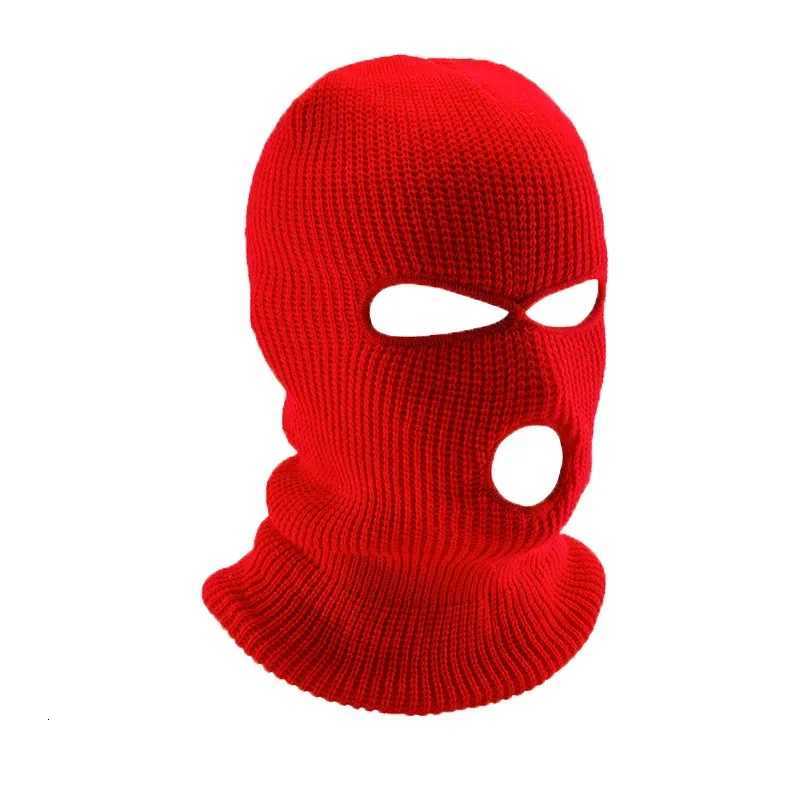 Motorcyc Windproof Fl Face Knit Hats Cust SkiMask Men Warm Wool clava broidery Winter hats Knitted 3 Hos Ski Mask G250910