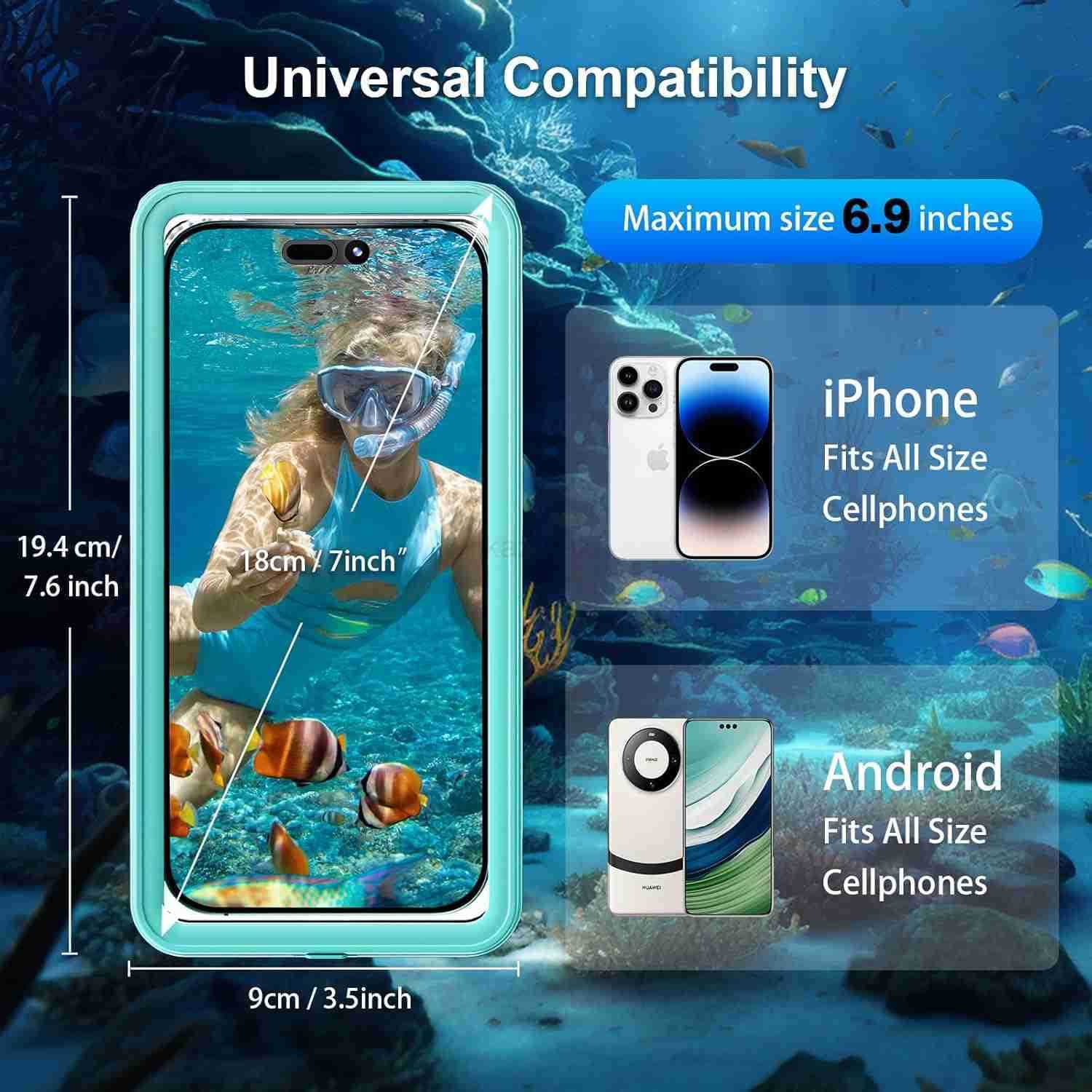 Waterproof Phone Case Up to 69 inch IPX8 Underwater Phone Cases for Snorkeling Universal Diving Case with Lanyard for iPhone 16 Pro Max1514 S24 Beach 