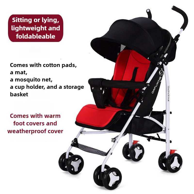 Portable Baby Stroller Foldable Can Sit or Lie Down Shockproof Universal Stroller for All Seasons W250910
