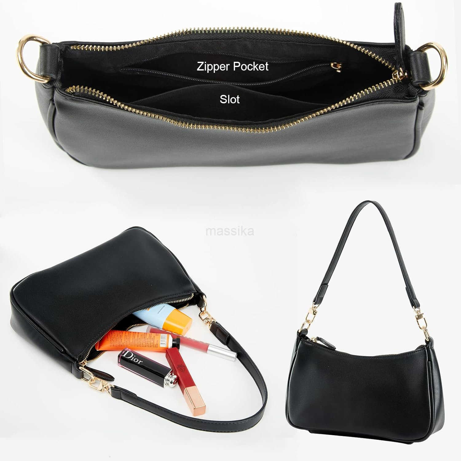 Shoulder Bag for Women with 2 Removable Straps and Zipper Closure Crossbody Bags Clutch Tote HandBags Purses M250909