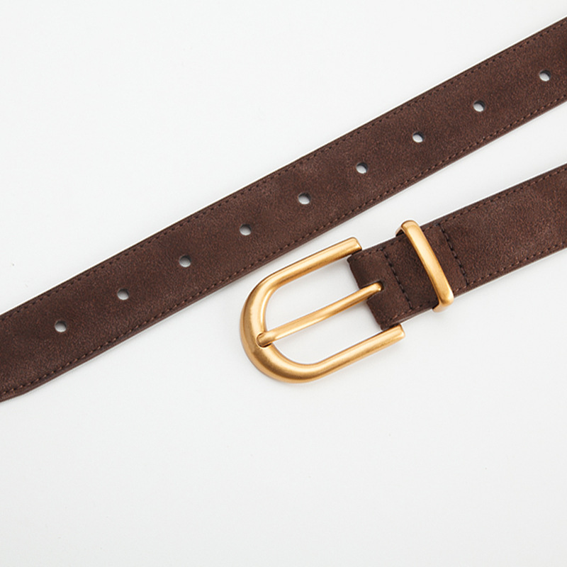 Suede Leather Womens Belt Distressed Matte Finish Belt Vintage Western Buckle for Jeans Dresses Boho Decor