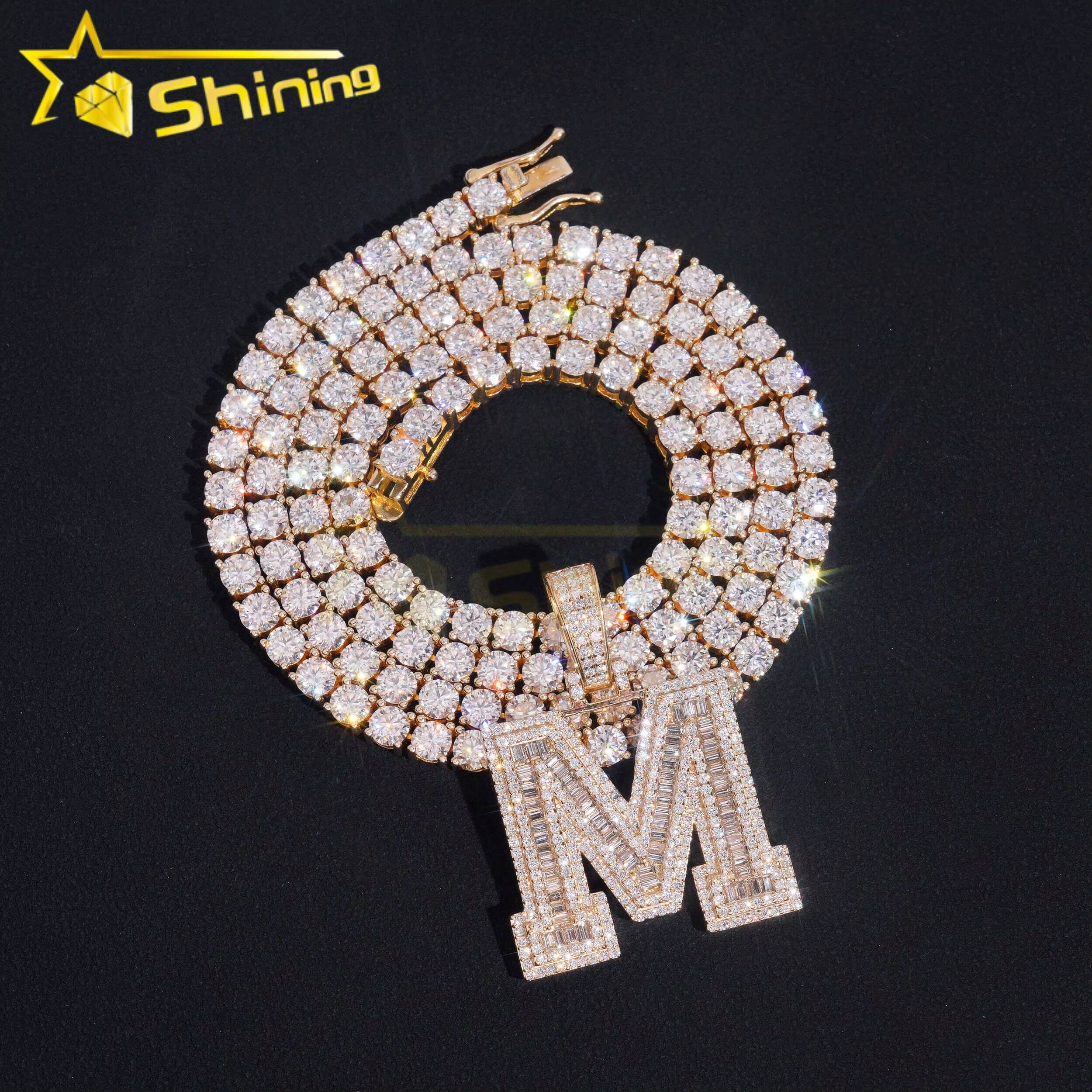 Custom Made Hip Hop Jewelry 10K 14K 18K Real Gold Lab Diamond Iced Out Hip Hop Initial Pendant HighEnd Hand Setting Jewelry