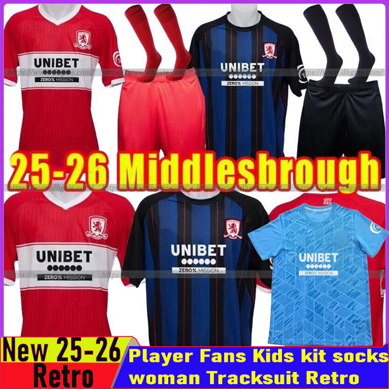 boro 25 26 Middlesbrough Soccer Jerseys 2025 2026 Tavernier Payero Howson FRY FORSS LENIHAN Football Shirt Uniforms Men Kids Kits uniforms S-4XL boro football kit