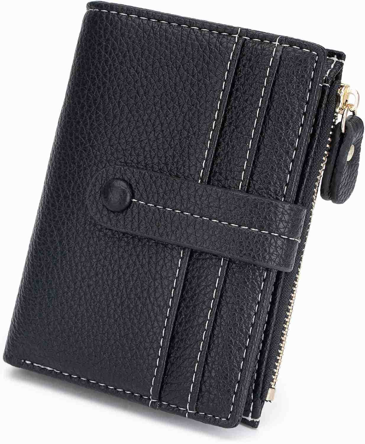 Small Wallets for WomenRFID Blocking Bifold Wallet For Women PU Leather Card Holder Zipper Coin Pocket with ID WindowBlackZ250910