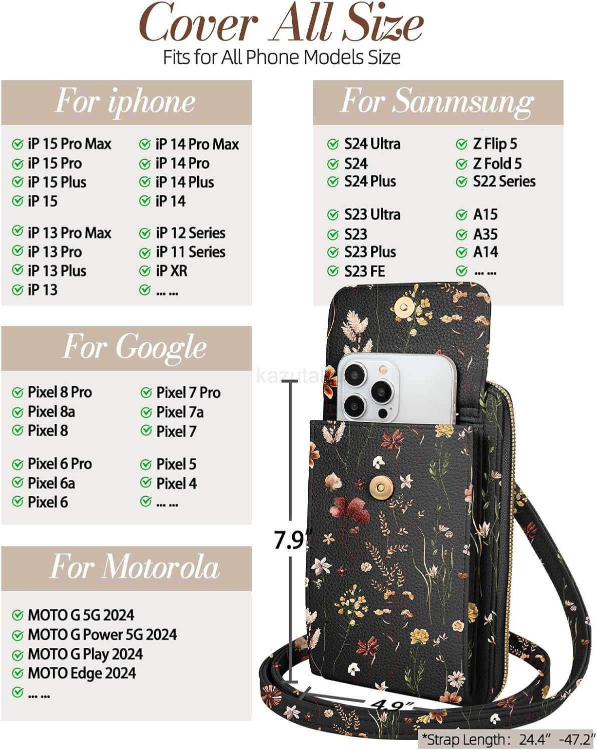 Cute Crossbody Purse Cell Phone Bags for Women Leather Cellphone Wallet Purse with Handle Rope and Adjustable Shoulder Rope Z250910