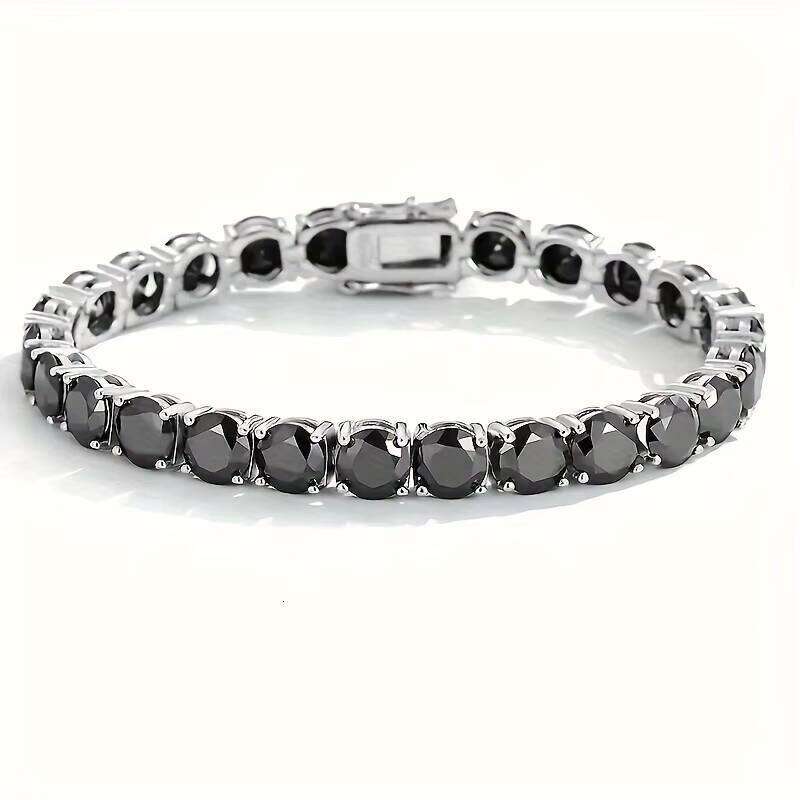 Black Moissanite Bracelet Men's Full Dia S Sterling Sier Light Simple Tennis Chain