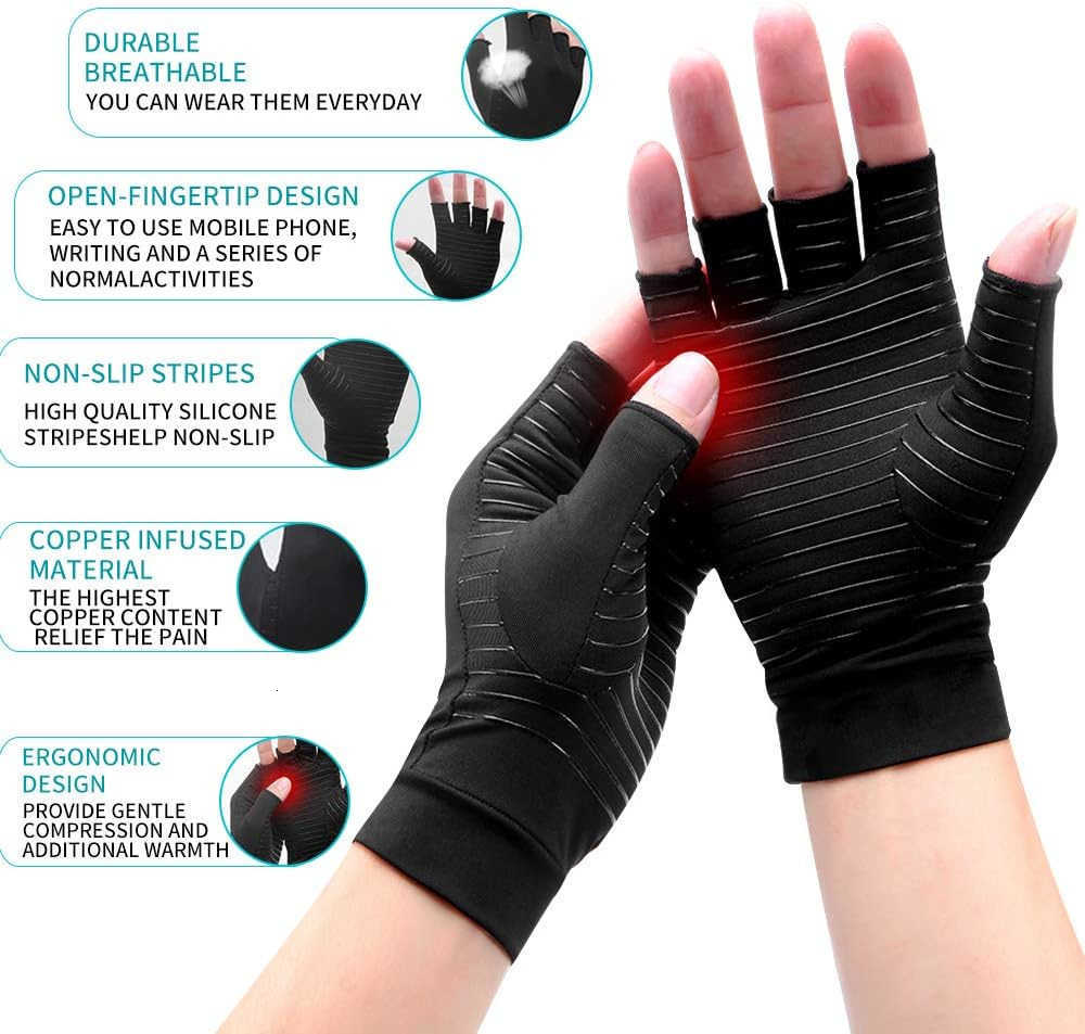 Arthritis Gloves for Women Men Fingerless Breathable Moisture Wicking Arthritis Compression Gloves for Computer Typing and Dailywork of Hands joint Su
