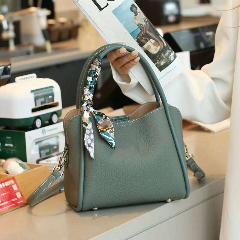 Luxury bag YA NA TARI Female genuine cow leather for women blue Handbag New Crossbody Bucket Bag Shoulder tote medium
