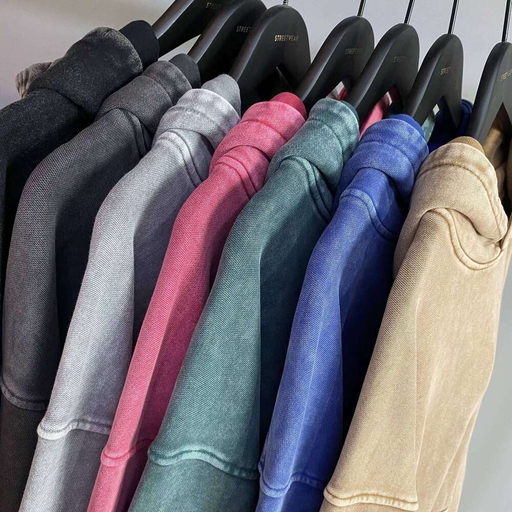 420gsm High-Quality Oversized Water Drop Washed French Terry Heavyweight Printed Men's Cotton Hoodie