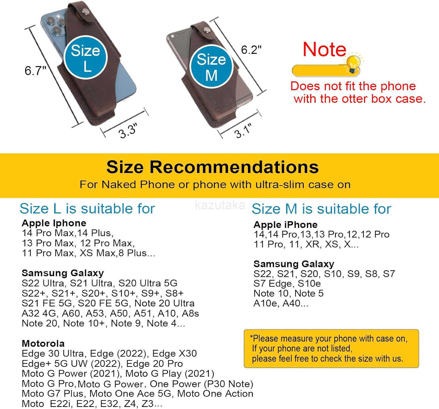 Leather Cell Phone Holster with Belt ClipLeather Pouch for iPhone Belt Case LoopsLeather on BeltCell SheathLarge SizeDarkbrown Z250910