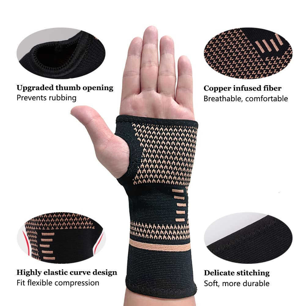 Wrist Compression Sleeve Elastic Wrist Support Sleeve Wrist Brace for Tendonitis Arthritis Sprains Pain Relief Breathable Carpal Tunnel Hand Brace for