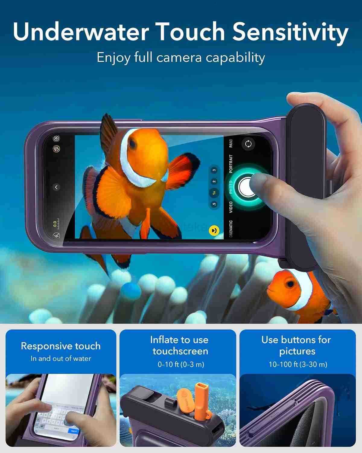 Waterproof Phone Pouch for iPhone 15 Pro Max 14 Pro Max Underwater Touch Sensitivity IPX8 Floating Waterproof Cellphone Case with Lanyard Dry Bag for 