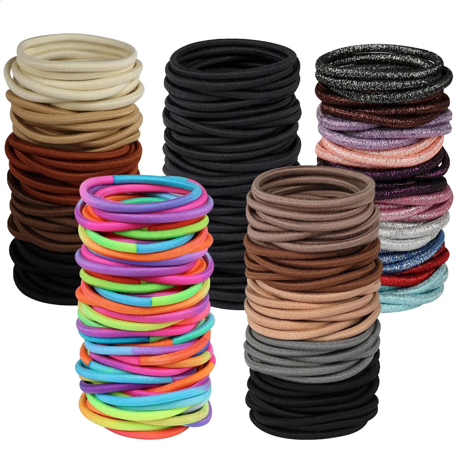 1050pcs 4mm Mix Color Black No Damage Elastics Hair Ties Bands Leagues Tails Holders for Men Women Girls and Boys Bulk 250909