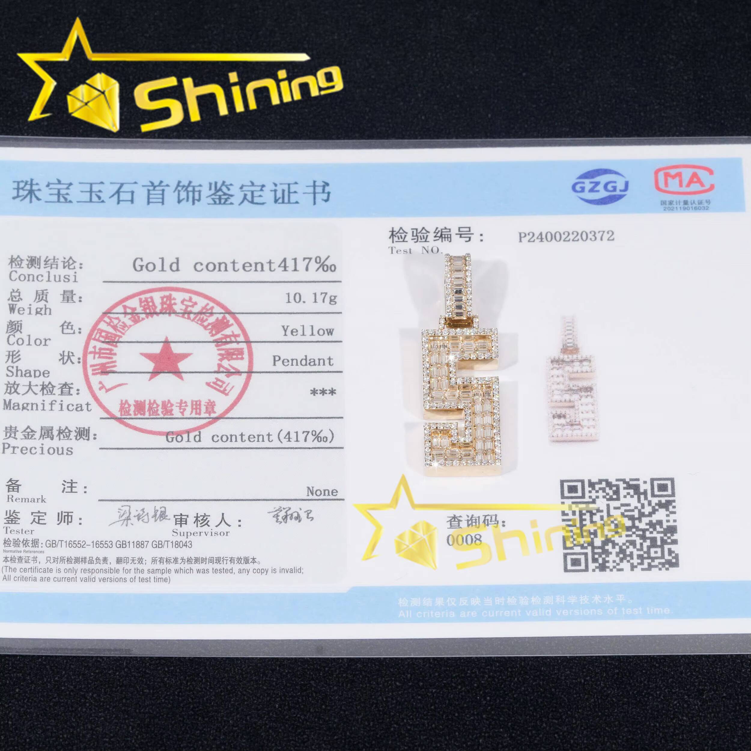 10K Solid Gold Pendant Vvs Moissanite Diamond Iced Out Pendant Pass Diamonds Tester Pendant Fine Jewelry