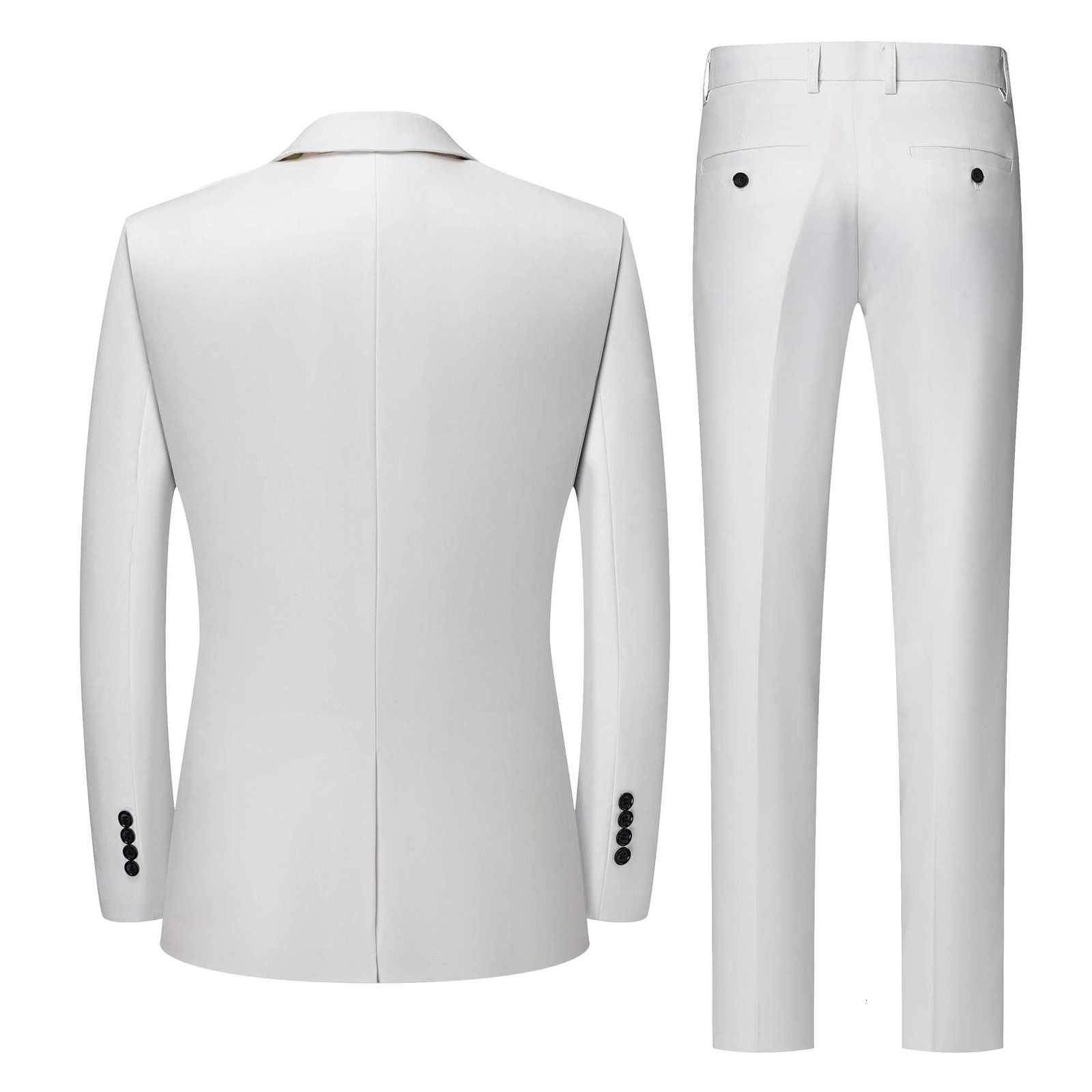 Mens White HighEnd Suit TwoPiece Suit Four Seasons Business Formal Wear AntiWrinkle NonStick Wool Suit Workplace Work Cloth W250910