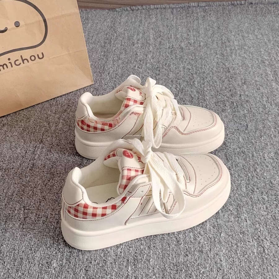 2025 Spring Summer New Women's Sneakers Ins Trend Versatile Niche Thick-Soled White Casual Sports Bread Shoes