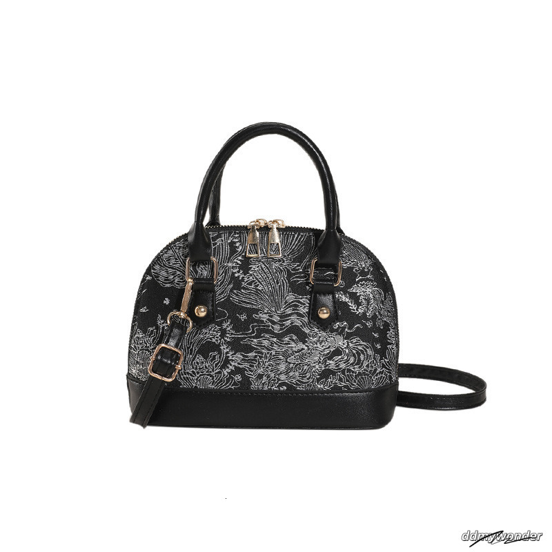 Fashion Handheld Shell For Women Summer Color-Block Embroidery Single Shoulder Crossbody Casual Simple Bag 250731
