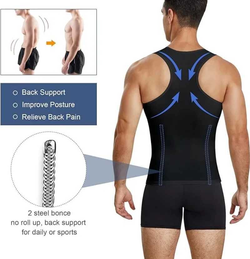 Mens Body Shaper Compression Vest Abdomen Shapewear Tummy Slimming Sheath Gynecomastia Shapers Corset Waist Fajas Tops W250910