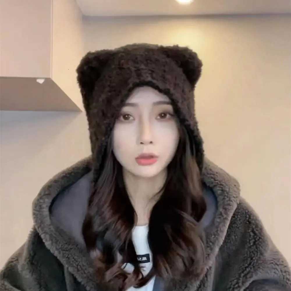 Y2K Beanie Hats for Wen Winter Warm Crochet Ear Protection Hat Solid Color Unisex Autumn Knitted s G250910