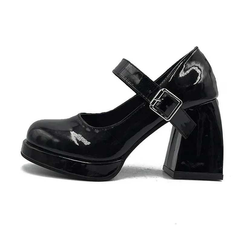 2024 Mary Jane Shoes Women Fashion Chunky Platform Pumps Woman Elegant Retro office high heels Thick Heeled Party Shoes 42 W250910