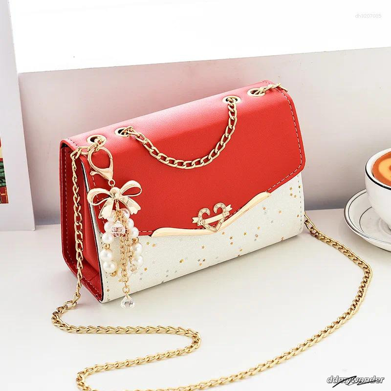 Shoulder Bags Trendy Fashion Ladies Crossbody Small Square Bag Girls Cross Tassel Pendant Sequin Embellished PU Polyester ddmywonder ddmywonder