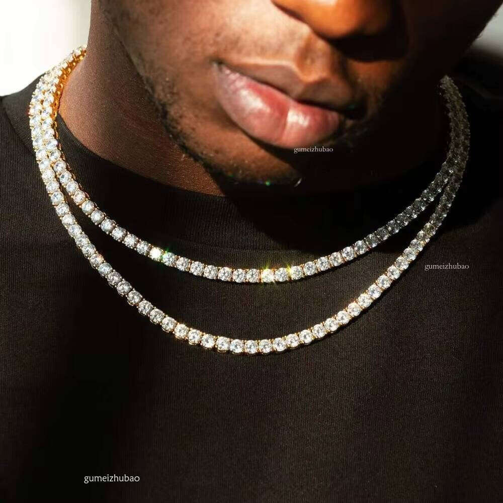 Stylish men's stylish elegant 3mm classic Mosan inset tennis chain for sale with free delivery