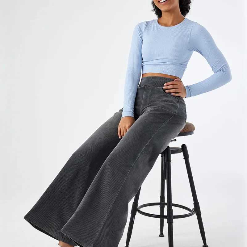 Womens New Large Size Denim WideLegged Trousers American HighWaisted Thin Straight Loose Casual Trousers Casual Jeans Z250910