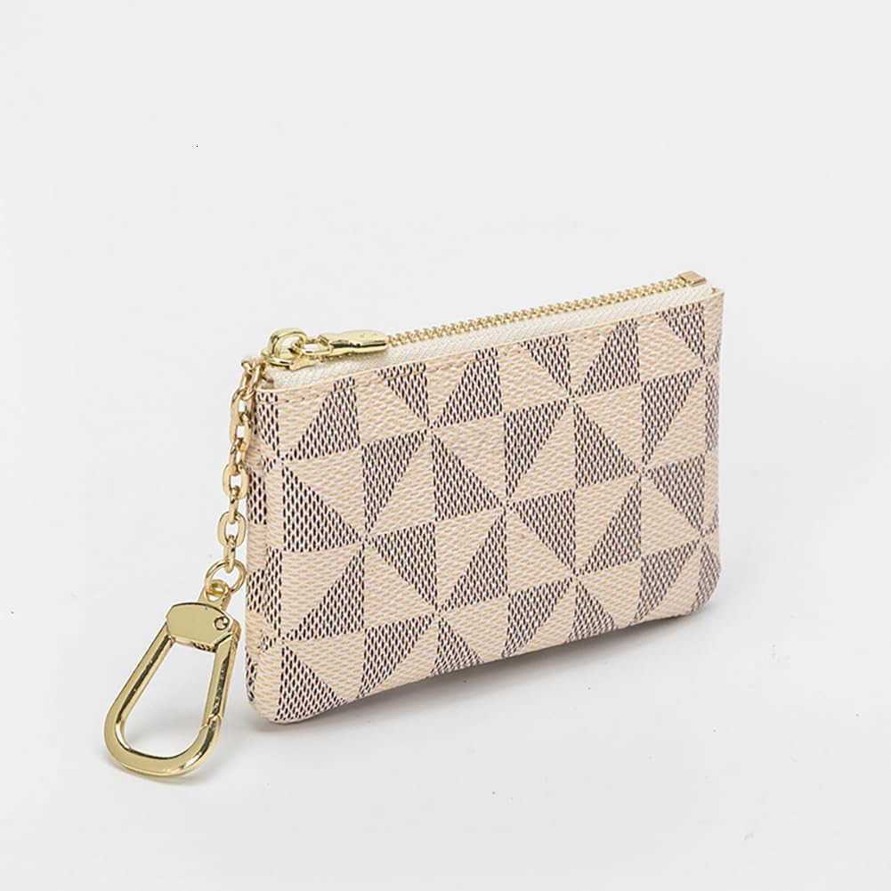 Leather Coin Purse for Women with KeyChain Small Zipper Change Purse coin Pouch Card Holder Wallet Clutch for Women MenWhiteZ250910