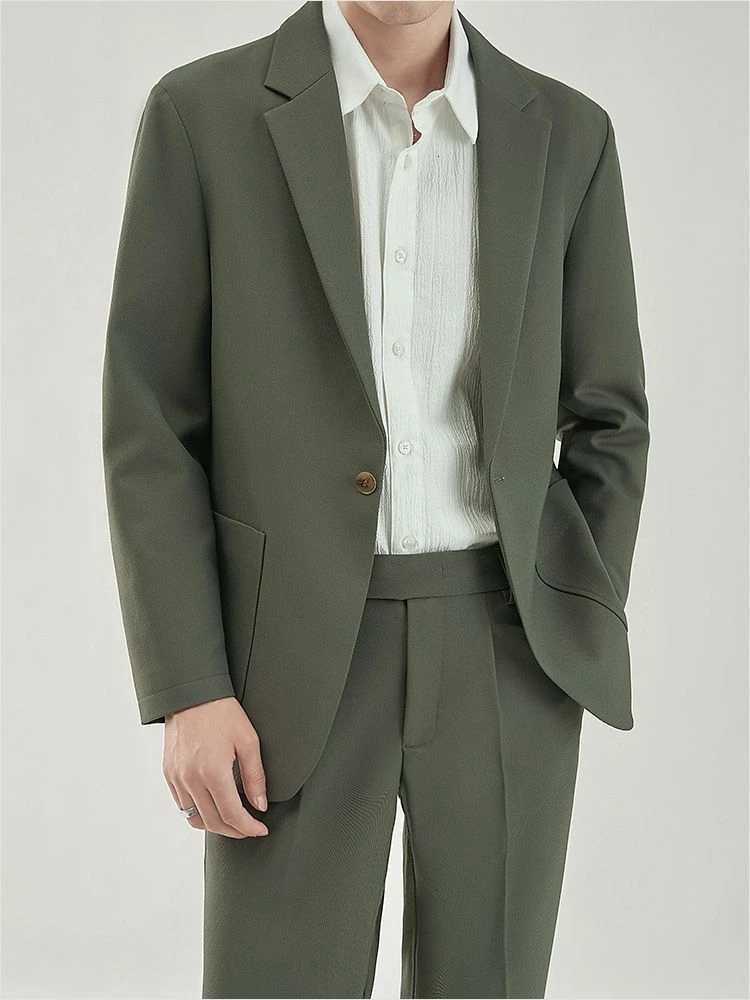 2 Piece Outfit Set Man Business Solid Color Big Size Full Suit for Men Dress Blazer Formal Casual Luxury Spring Autumn Clothing W250910
