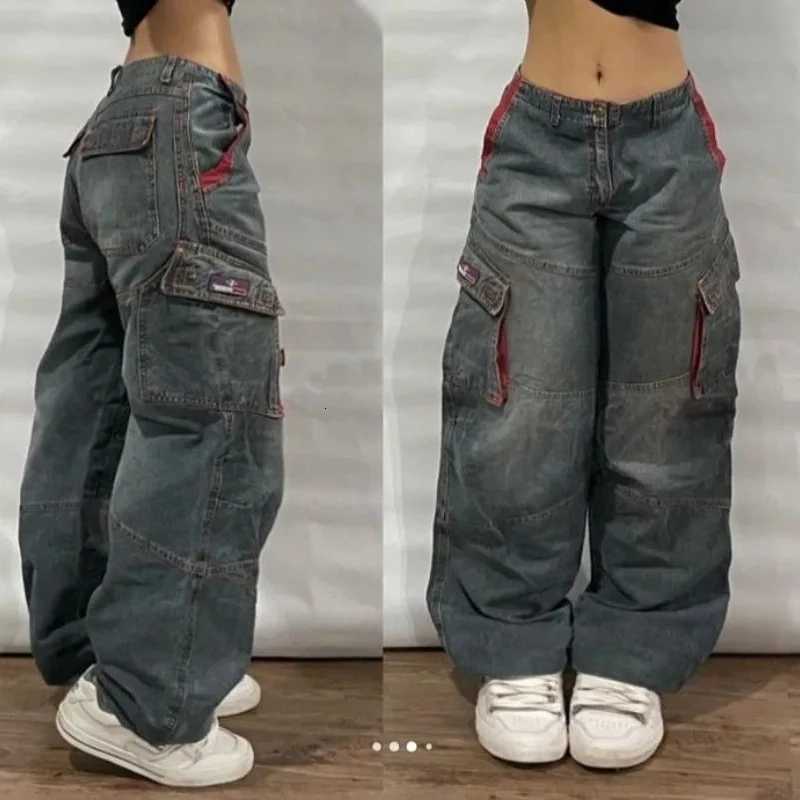 Y2K Fashion Baggy Jeans Denim Cargo Pants Womens Vintage Multi Pocket High Waist New Harajuku Gothic Wide Trouser Streetwear Z250910