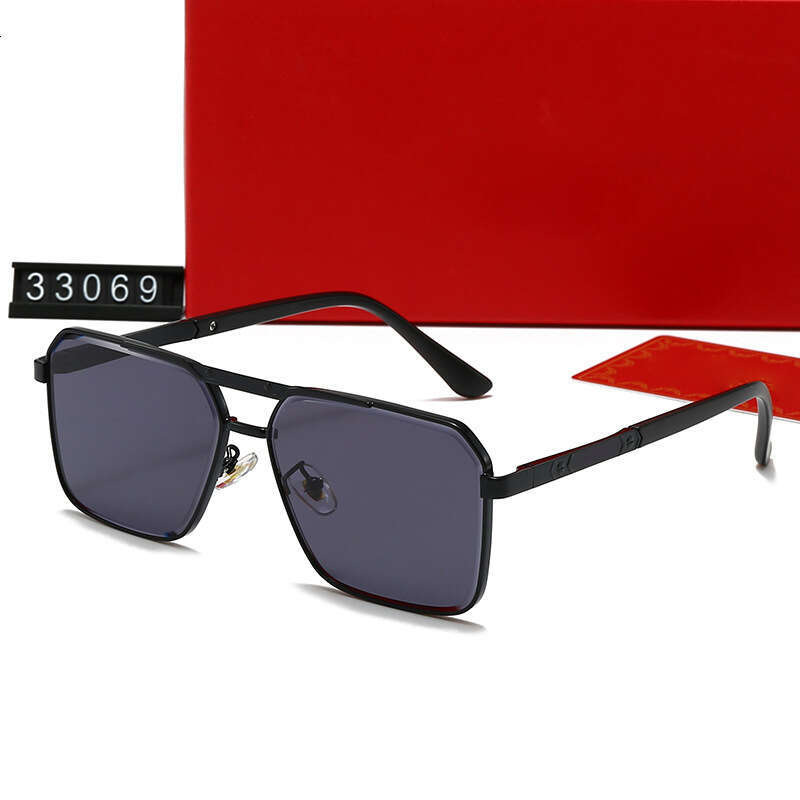 New Men and Women Double Bridge Metal Square Frame Fashion Casual Sunglasses Driving Glasses 33069