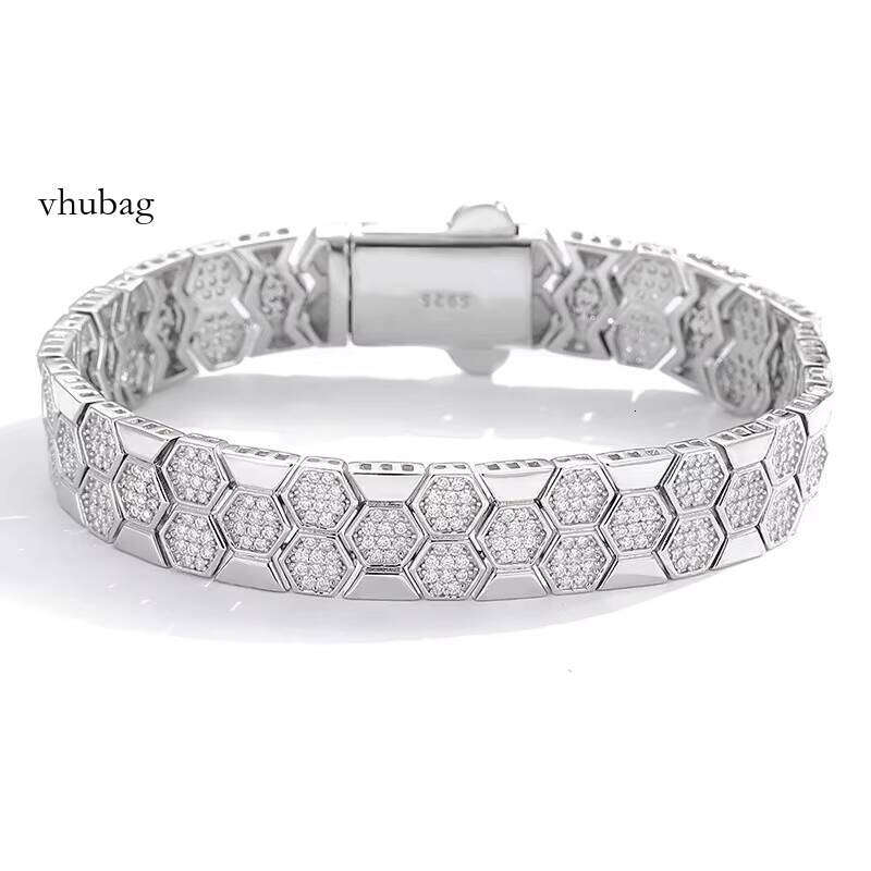 9 Fine Jewelry Honeycomb Design S Sterling Sier Micro pave vvs1 Moissanite Bracelet For man women Gifts