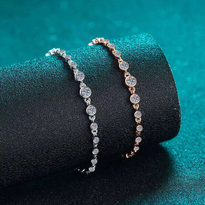 S Exquisite and High-end Minimalist Personality champagne Gold Moissanite Versatile Bracelet