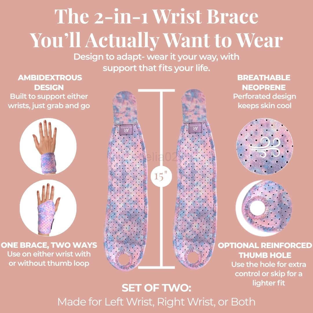 2pack Carpal Tunnel Wrist Brace for Women Wrist Wraps Wrist Support for Keyboard Fitness Exercise Arthritis Pain Relief Weightlifting Tendonitis Sprai