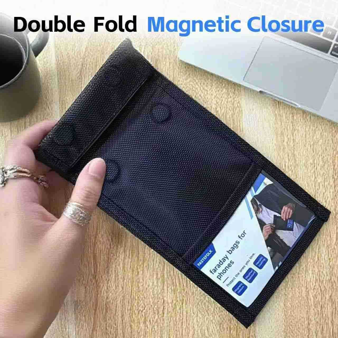 2 Pack Faraday Bags for Phones Car Keys Magnetic Closure Waterproof Phone Signal Blocking Pouch Faraday Cages for AntiTheft AntiTracking AntiHackingBl