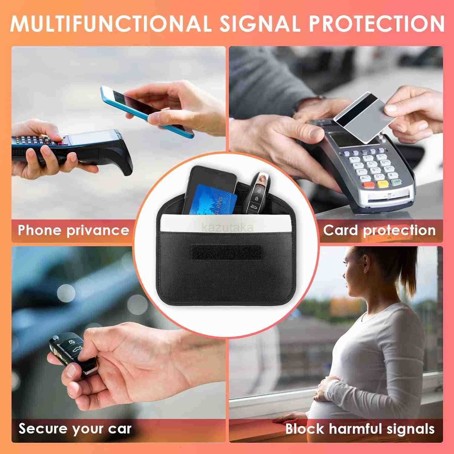2 Pack Faraday Bags for Phone and Car Keys Signal Blocking Key Pouch Anti Theft Car Protection Cell Phone Keyless Entry Fob Signal Blocking Pouch Z250