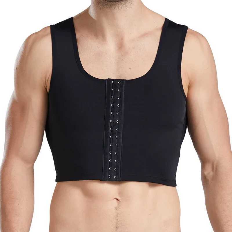 CXZD Men Body Shaper Slimming Chest Push Up Corset Compression Waist Building Shapewear Vest Correct Posture Hooks Vest W250910