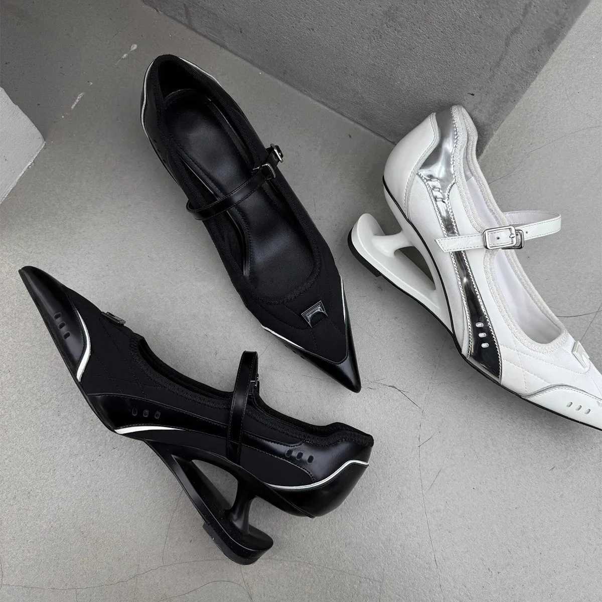 Niche Design Pointed Toe Special Heel Womens High Heels Ballet Sporty Style Shallow Mouth Mary Jane Single Shoes W250910