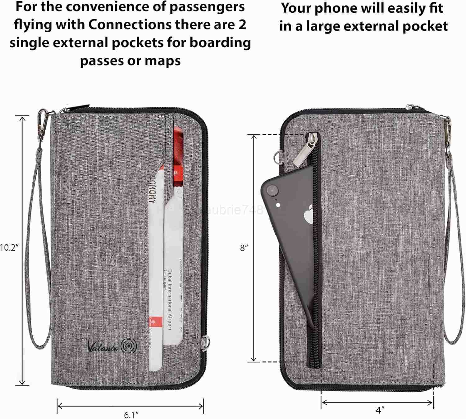 Premium Family Travel Document Organizer Capacious RFID Passport Holder Wallet Large grayZ250910