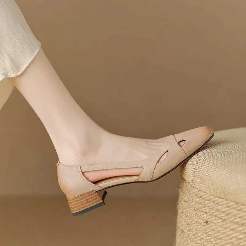 2024 NEW Summer Retro Womens Sandals Thick Heels Fashion Elegant Shoes Women Concise Highquality W250910