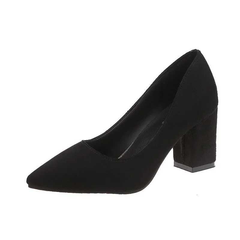 High Heels Womens 2022 New Womens Shoes Pointed Toe Shallow Mouth Shoes Womens Thick Heel Fashion Shoes Womens Large Size 43 W250910