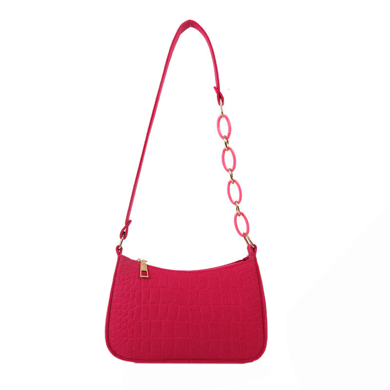 Niche Design Stone Pattern Single Shoulder Bag For Luxury Bag Free Shipping Women Chain Felt Underarm Bag Designer Bag New Crescent Saddle Bag Handbag